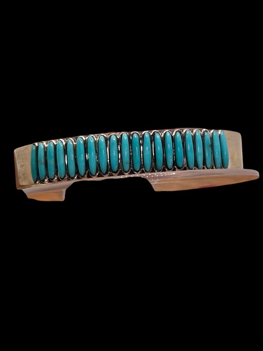 Sterling Silver Turquoise Row Cuff Bracelet Southwestern 16g Native